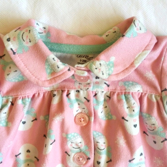 george pink snowman 2-piece winter pajama set 3 months baby girl - Picture 5 of 7